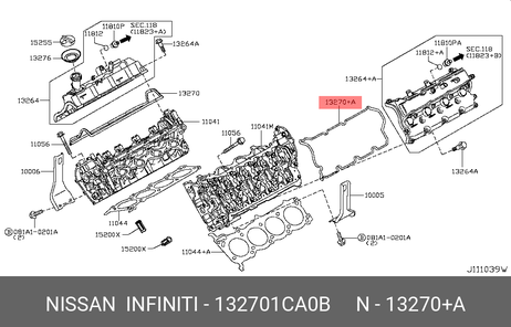 фото Nissan 13270-1CA0B Прокладка клап.крышки Nissan 13270-1CA0B Прокладка клап.крышки