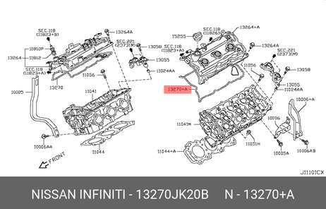 фото Nissan 13270-JK20B Прокладка клапанной крышки Nissan 13270-JK20B Прокладка клапанной крышки