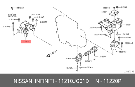 фото Nissan 11210-JG01D Подушка двигателя | прав | Nissan 11210-JG01D Подушка двигателя | прав |