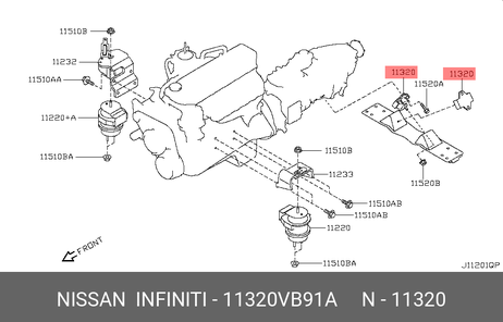 фото Nissan 11320-VB91A Опора КПП | зад | Nissan 11320-VB91A Опора КПП | зад |