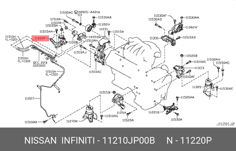 фото Nissan 11210-JP00B Опора двигателя | прав | Nissan 11210-JP00B Опора двигателя | прав |