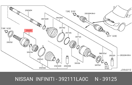 фото Nissan 39211-1LA0C Шрус внешний Nissan 39211-1LA0C Шрус внешний