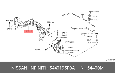 фото Nissan 54401-95F0A Балка под двигатель Nissan 54401-95F0A Балка под двигатель