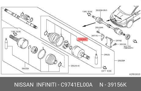 фото Nissan C9741-EL00A Пыльник ШРУСа Nissan C9741-EL00A Пыльник ШРУСа