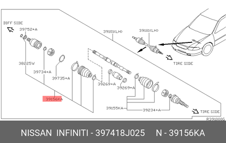 фото Nissan 39741-8J025 Пыльник ШРУСа Nissan 39741-8J025 Пыльник ШРУСа