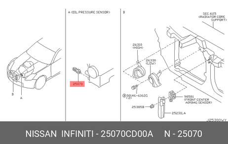 фото Nissan 25070-CD00A Датчик давления масла Nissan 25070-CD00A Датчик давления масла