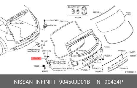 фото Nissan 90450-JD01B Амортизатор крышки багажника Nissan 90450-JD01B Амортизатор крышки багажника