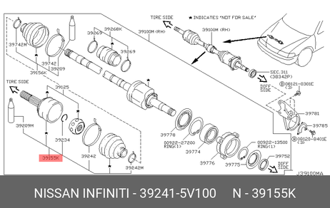 фото Nissan 39241-5V100 Пыльник ШРУСа Nissan 39241-5V100 Пыльник ШРУСа