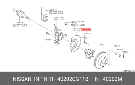 фото Nissan 40202-CG11B Ступица передняя | перед лев | Nissan 40202-CG11B Ступица передняя | перед лев |
