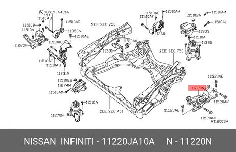 фото Nissan 11220-JA10A Подушка двигателя | перед лев | Nissan 11220-JA10A Подушка двигателя | перед лев |