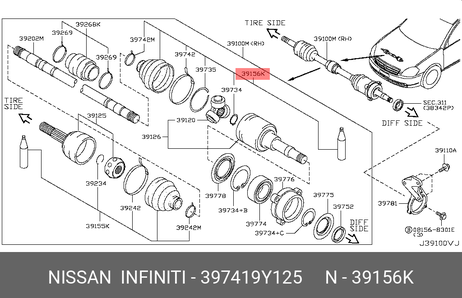 фото Nissan 39741-9Y125 Пыльник ШРУСа Nissan 39741-9Y125 Пыльник ШРУСа