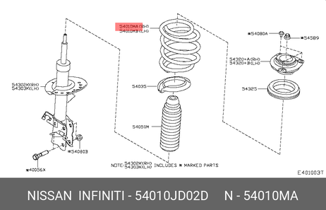 фото Nissan 54010-JD02D Пружина ходовой части | перед | Nissan 54010-JD02D Пружина ходовой части | перед |