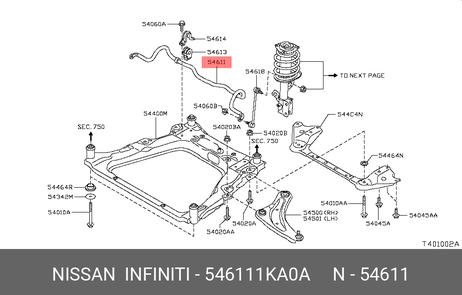 фото Nissan 54611-1KA0A Стабилизатор передний Nissan 54611-1KA0A Стабилизатор передний