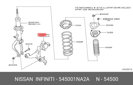 фото Nissan 54500-1NA2A Рычаг подвески | перед лев | Nissan 54500-1NA2A Рычаг подвески | перед лев |
