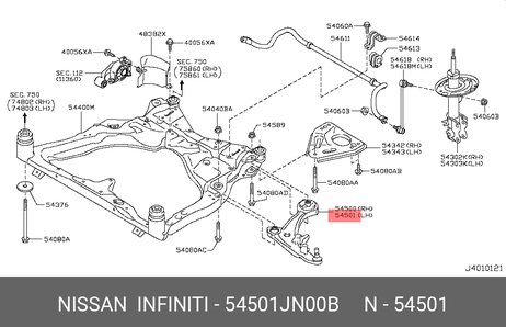 фото Nissan 54501-JN00B Рычаг подвески | перед лев | Nissan 54501-JN00B Рычаг подвески | перед лев |