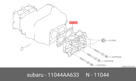 фото Subaru 11044-AA633 Прокладка головки блока цилиндров Subaru 11044-AA633 Прокладка головки блока цилиндров