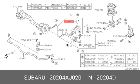 фото Subaru 20204-AJ020 Сайлентблок рычага подвески | перед лев | Subaru 20204-AJ020 Сайлентблок рычага подвески | перед лев |
