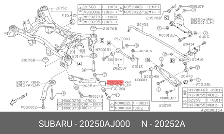 фото Subaru 20250-AJ000 Рычаг подвески | зад прав | Subaru 20250-AJ000 Рычаг подвески | зад прав |