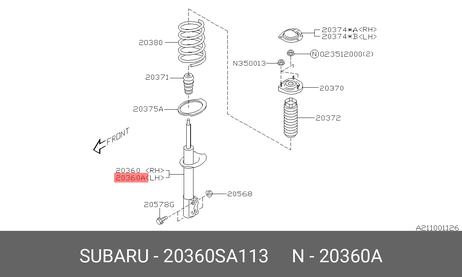 фото Subaru 20360-SA113 Амортизатор | зад лев | Subaru 20360-SA113 Амортизатор | зад лев |