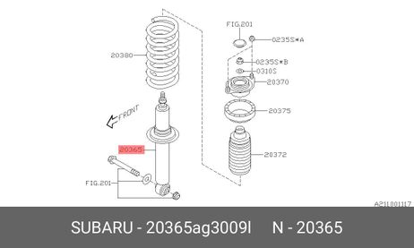 фото Subaru 20365-AG300-9L Амортизатор | зад прав/лев | Subaru 20365-AG300-9L Амортизатор | зад прав/лев |