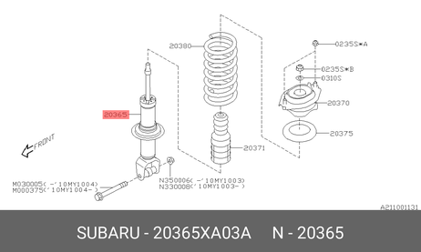 фото Subaru 20365-XA03A Амортизатор | зад прав/лев | Subaru 20365-XA03A Амортизатор | зад прав/лев |