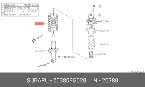 фото Subaru 20380-FG020 Пружина ходовой части | зад | Subaru 20380-FG020 Пружина ходовой части | зад |
