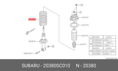 фото Subaru 20380-SC010 Пружина ходовой части Subaru 20380-SC010 Пружина ходовой части