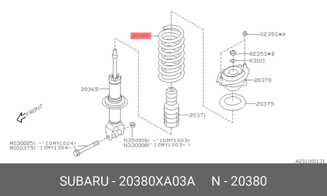 фото Subaru 20380-XA03A Пружина ходовой части | зад | Subaru 20380-XA03A Пружина ходовой части | зад |