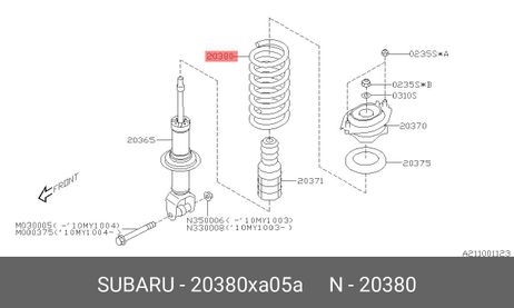 фото Subaru 20380-XA05A Пружина ходовой части Subaru 20380-XA05A Пружина ходовой части