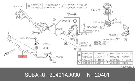 фото Subaru 20401-AJ030 Стабилизатор передний Subaru 20401-AJ030 Стабилизатор передний
