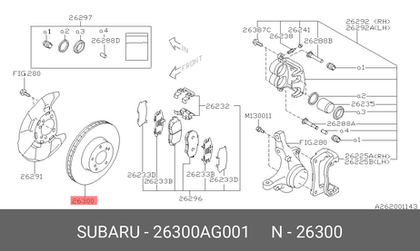 фото Subaru 26300-AG001 Диск тормозной | перед прав/лев | Subaru 26300-AG001 Диск тормозной | перед прав/лев |