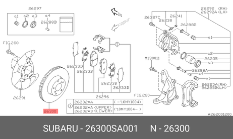 фото Subaru 26300-SA001 Диск тормозной | перед | Subaru 26300-SA001 Диск тормозной | перед |