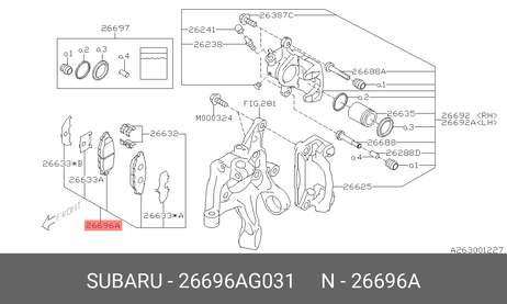 фото Subaru 26696-AG031 Колодки тормозные дисковые | зад | Subaru 26696-AG031 Колодки тормозные дисковые | зад |