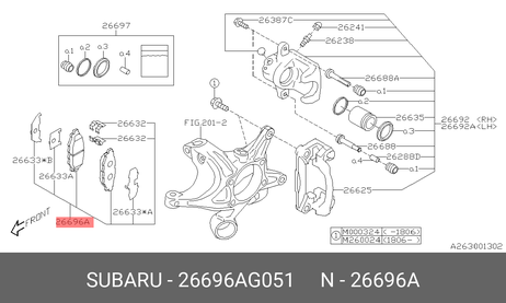 фото Subaru 26696-AG051 Колодки тормозные дисковые | зад | Subaru 26696-AG051 Колодки тормозные дисковые | зад |