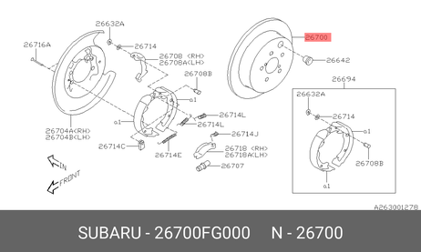 фото Subaru 26700-FG000 Диск тормозной задний Subaru 26700-FG000 Диск тормозной задний
