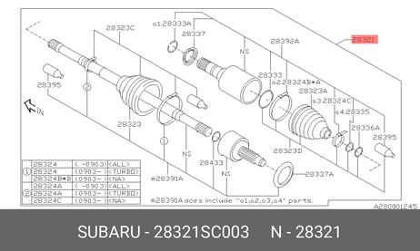 фото Subaru 28321-SC003 Шрус внешний | перед | Subaru 28321-SC003 Шрус внешний | перед |