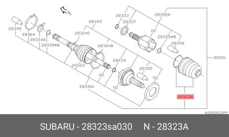 фото Subaru 28323-SA030 Пыльник ШРУСа Subaru 28323-SA030 Пыльник ШРУСа