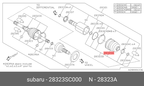 фото Subaru 28323-SC000 Пыльник шруса Subaru 28323-SC000 Пыльник шруса