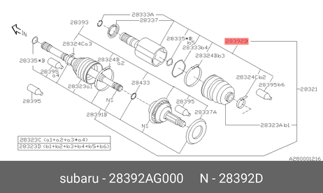 фото Subaru 28392-AG000 Шрус | перед | Subaru 28392-AG000 Шрус | перед |