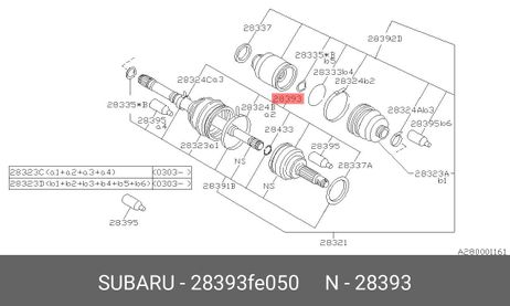 фото Subaru 28393-FE050 Шрус внешний | перед | Subaru 28393-FE050 Шрус внешний | перед |