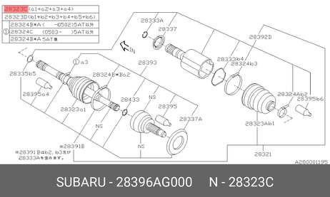 фото Subaru 28396-AG000 Пыльник шрус Subaru 28396-AG000 Пыльник шрус