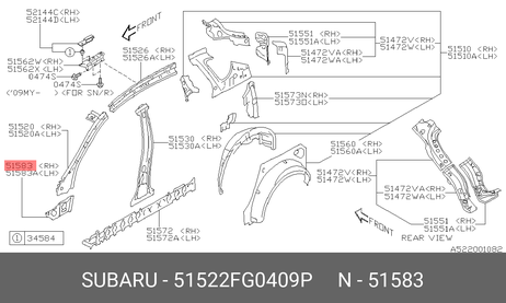 фото Subaru 51522-FG040-9P Стойка / Subaru 51522-FG040-9P Стойка /