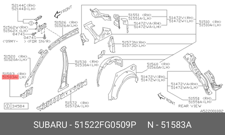 фото Subaru 51522-FG050-9P Стойка / Subaru 51522-FG050-9P Стойка /