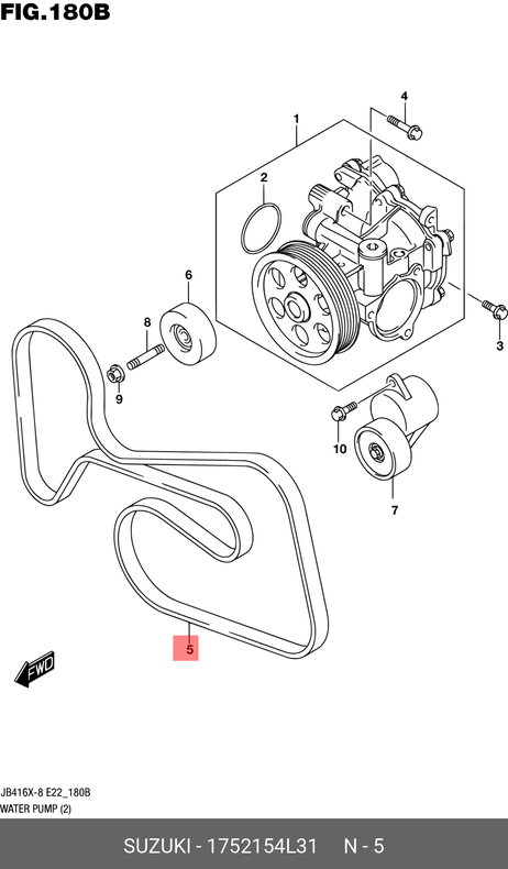фото Suzuki 17521-54L31 Ремень поликлиновый Suzuki 17521-54L31 Ремень поликлиновый