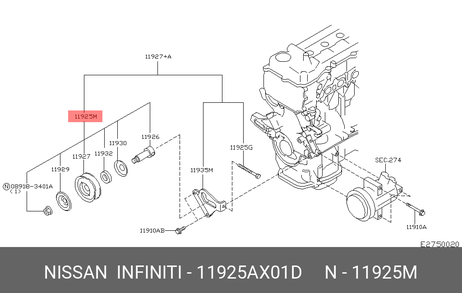 фото Nissan 11925-AX01D Шкив Nissan 11925-AX01D Шкив