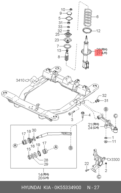 фото Hyundai/Kia 0K553-34900 Амортизатор | перед лев | Hyundai/Kia 0K553-34900 Амортизатор | перед лев |