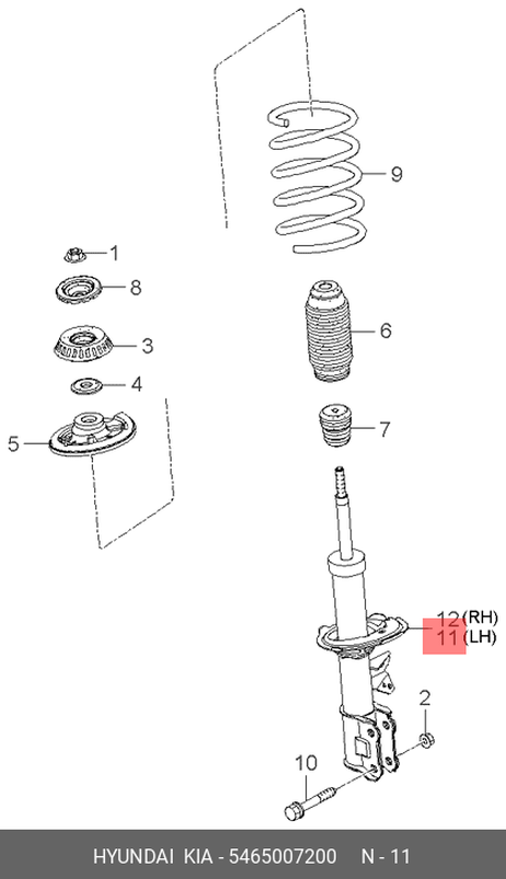 фото Hyundai/Kia 54650-07200 Амортизатор | перед лев | Hyundai/Kia 54650-07200 Амортизатор | перед лев |