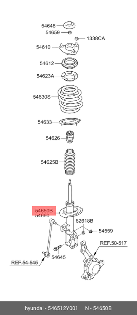 фото Hyundai/Kia 54651-2Y001 Амортизатор | перед лев | Hyundai/Kia 54651-2Y001 Амортизатор | перед лев |