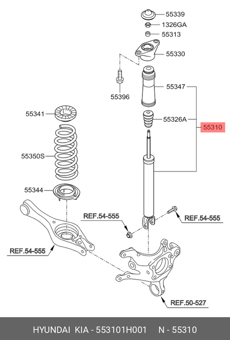 фото Hyundai/Kia 55310-1H001 Амортизатор | зад прав/лев | Hyundai/Kia 55310-1H001 Амортизатор | зад прав/лев |