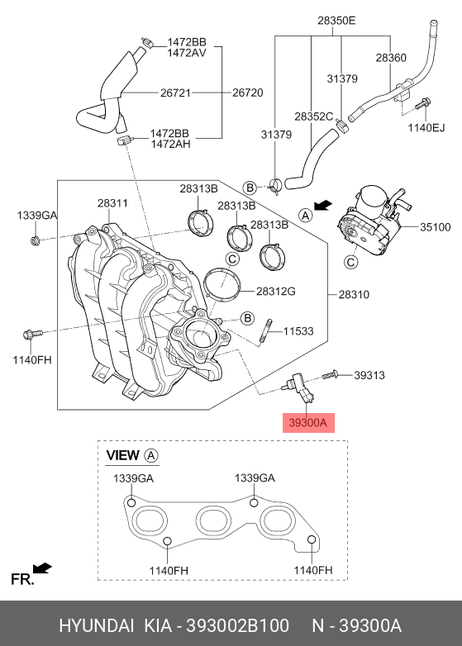 фото Hyundai/Kia 393002B100 Датчик абсолютного давления воздуха ДВС Hyundai/Kia 393002B100 Датчик абсолютного давления воздуха ДВС